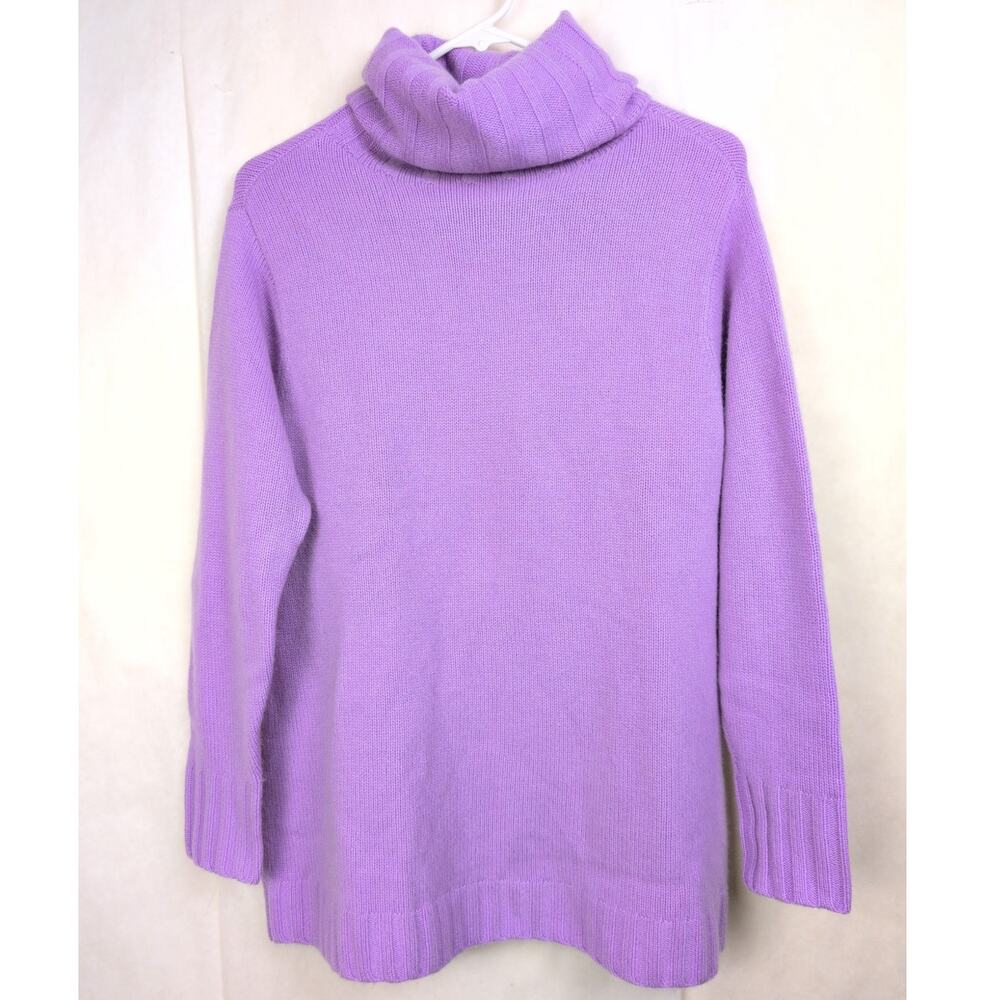 Eileen Fisher cashmere cowl neck sweater Size S purple Luxe Preppy Classic